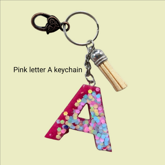 Hand Crafted Accessories - Letter A Resin Bag Charm Keychain